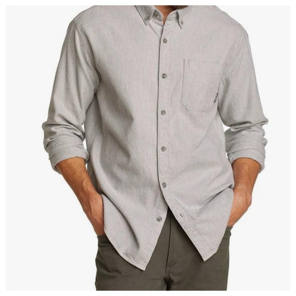 Eddie Bauer Cotton Gray Button Down Shirt XL - Picture 7 of 9